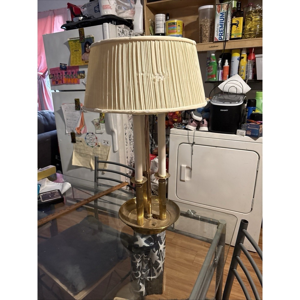 Vintage Hollywood Regency Brass Candlestick Table Lamp 3 Way Bouillotte Plated S